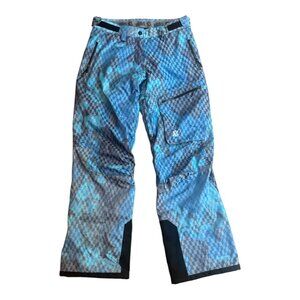 Volkl Big Mountain Ski Snow Pants Women’s Small Blue Gray Checkered Waterproof